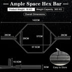 142cm Olympic Hex Barbell Bar Trap Weight Lifting for Gym and Home-Black
