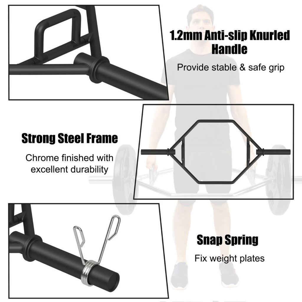 142cm Olympic Hex Barbell Bar Trap Weight Lifting for Gym and Home-Black