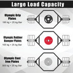 142cm Olympic Hex Barbell Bar Trap Weight Lifting for Gym and Home-Black