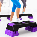 75cm Aerobic Stepper Block Bench with Risers and Adjustable Height-Purple