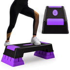 75cm Aerobic Stepper Block Bench with Risers and Adjustable Height-Purple
