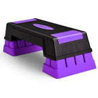 75cm Aerobic Stepper Block Bench with Risers and Adjustable Height-Purple