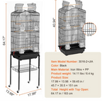 Large Bird Cage 62 in Rolling Metal Parakeet Cage for Cockatiels Parrot