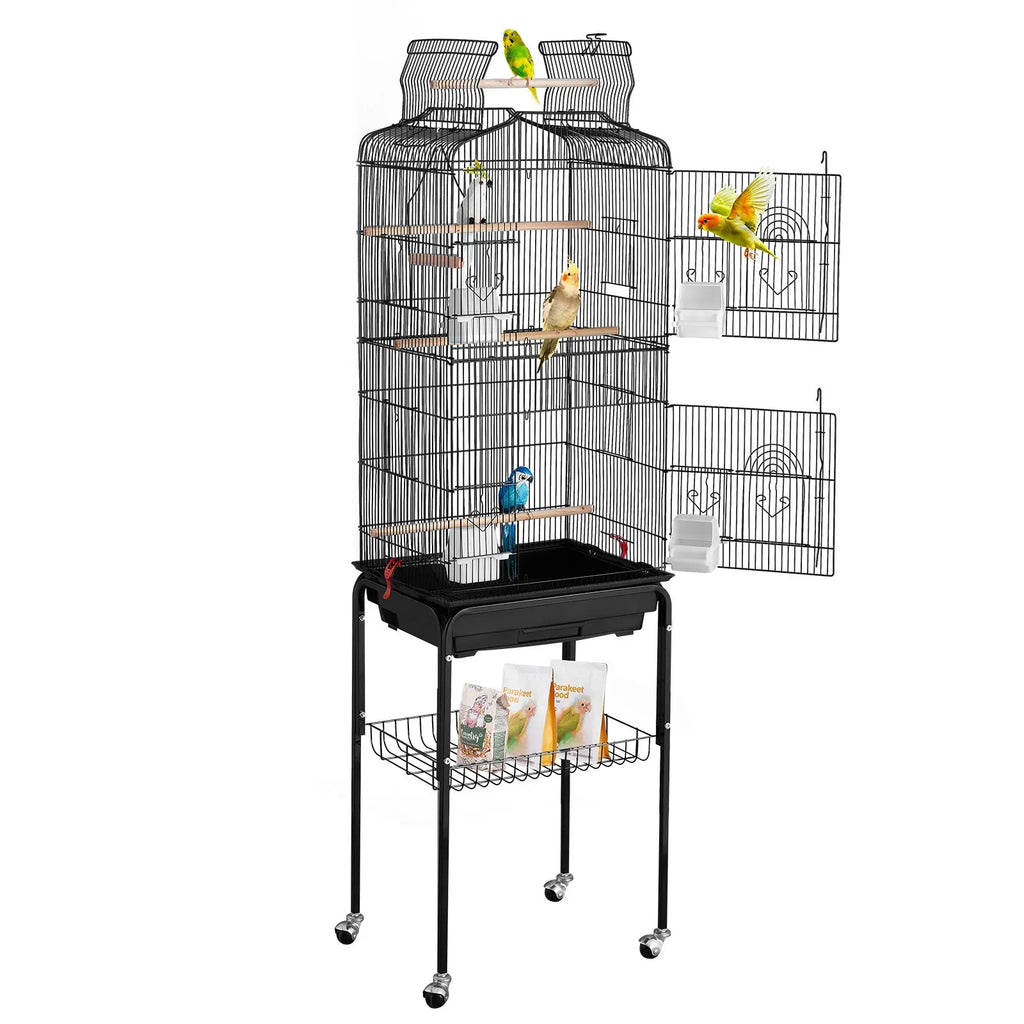 Large Bird Cage 62 in Rolling Metal Parakeet Cage for Cockatiels Parrot