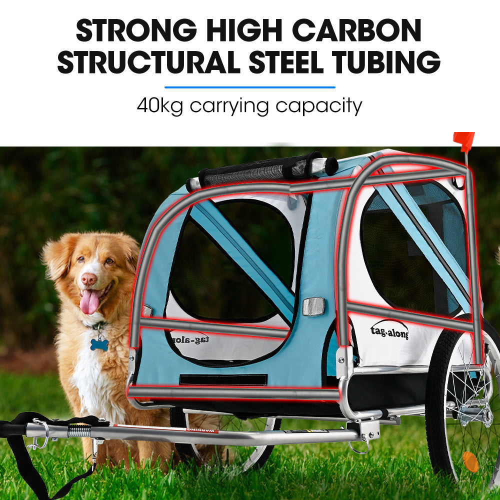 Pet & Cargo Bike Trailer with 0.5m Wheels and 40kg Capacity - Blue