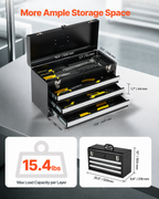 Tool Box 520 mm Portable Metal Tool Box with 3 Drawers Tool Organizer