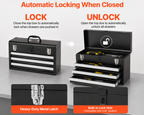 Tool Box 520 mm Portable Metal Tool Box with 3 Drawers Tool Organizer