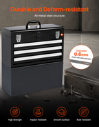 Tool Box 520 mm Portable Metal Tool Box with 3 Drawers Tool Organizer