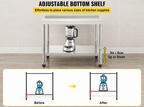 Stainless Steel Prep Table, 30 x 24 x 35 Inch, 440lbs Load Capacity Heavy