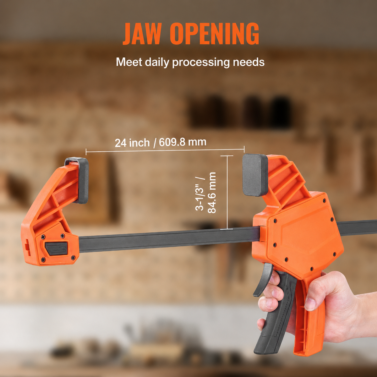 Bar Clamps for Woodworking, 2-Pack 24" One-Handed Clamp/Spreader, Quick-Change