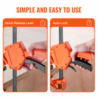 Bar Clamps for Woodworking, 2-Pack 24" One-Handed Clamp/Spreader, Quick-Change