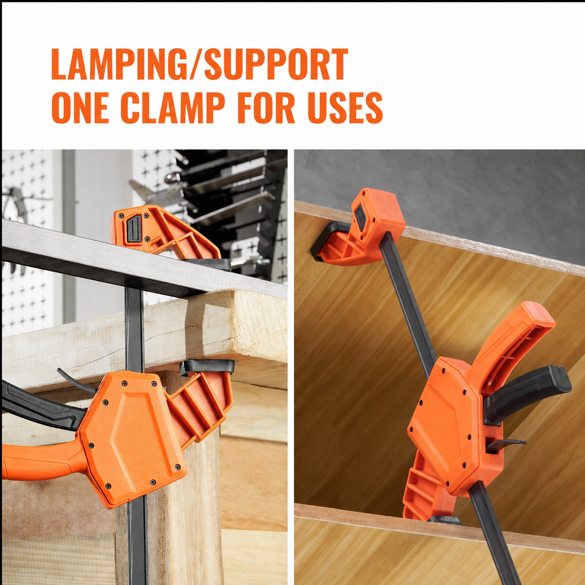 Bar Clamps for Woodworking, 2-Pack 24" One-Handed Clamp/Spreader, Quick-Change