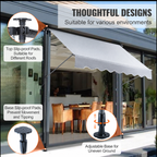 Manual Retractable Awning, 3m Outdoor Retractable Patio Awning Sunshade Shelter,