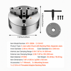 200 mm 3-Jaw Self-Centering Lathe Chuck 2 1/4 in-8 Threaded Backing Plate