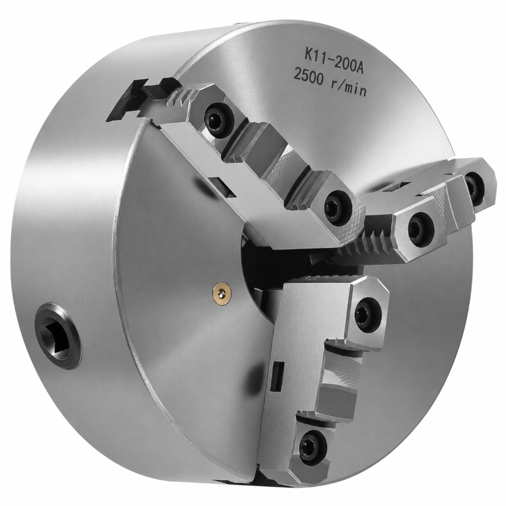 200 mm 3-Jaw Self-Centering Lathe Chuck 2 1/4 in-8 Threaded Backing Plate