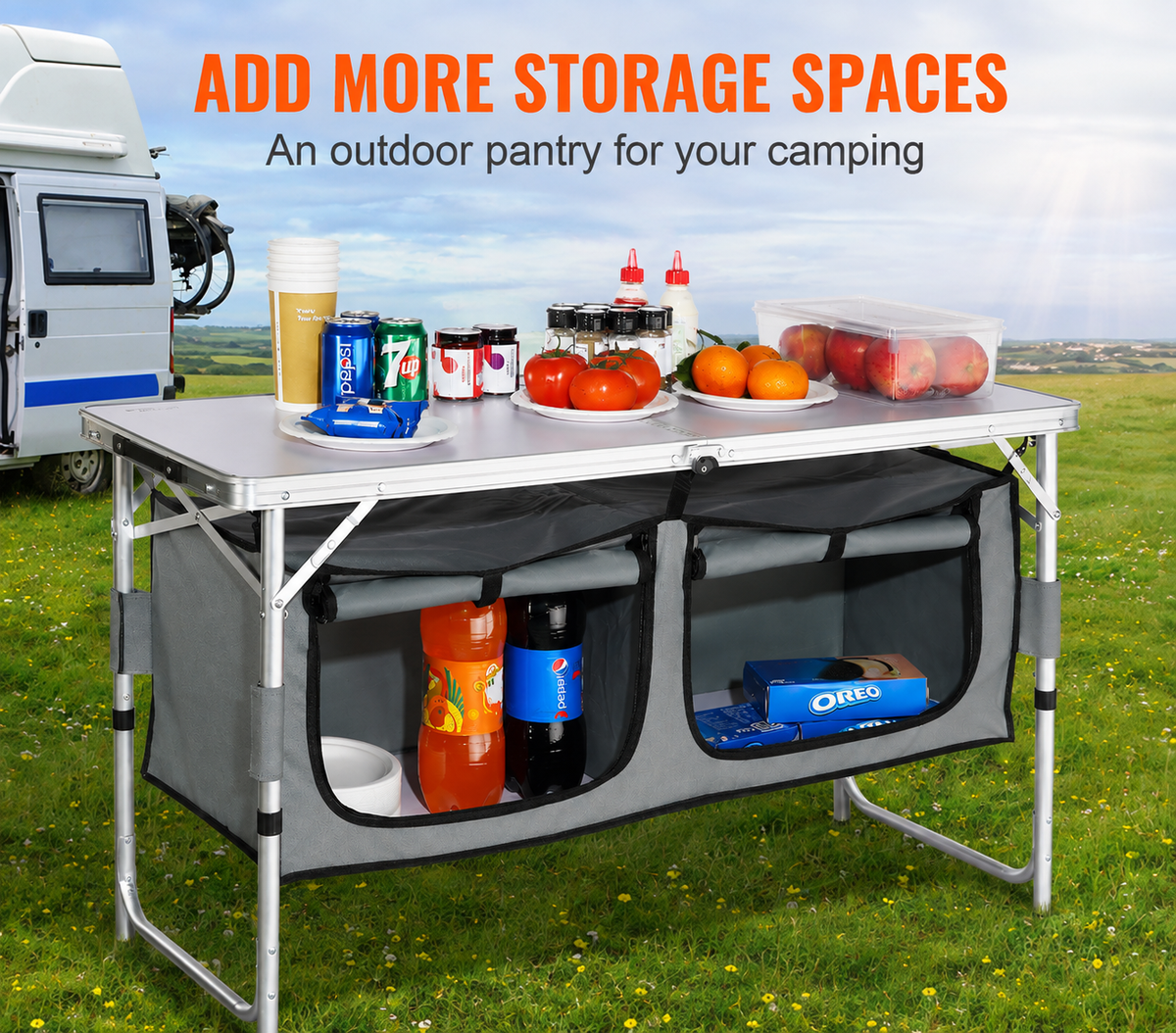Camping Kitchen Table, Quick set-up Folding Camping Table with A Carrying