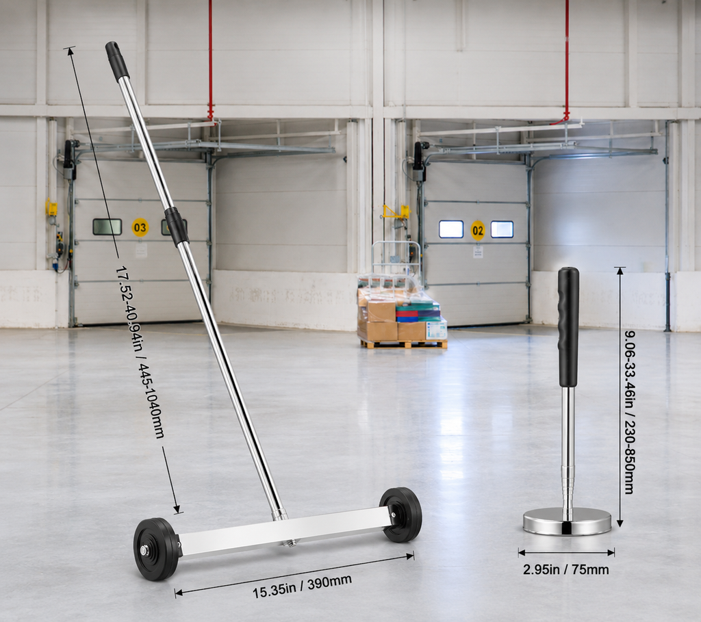 15-Inch Magnetic Sweeper with Wheels Telescoping Magnetic Pickup Tool
