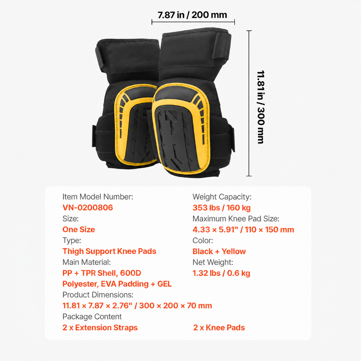 Knee Pads for Work Extended Construction Knee Pads Anti-Slip Foam Cushion