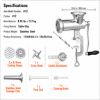 Manual Meat Grinder, 304 Stainless Steel Hand Meat Grinder with Steel Table