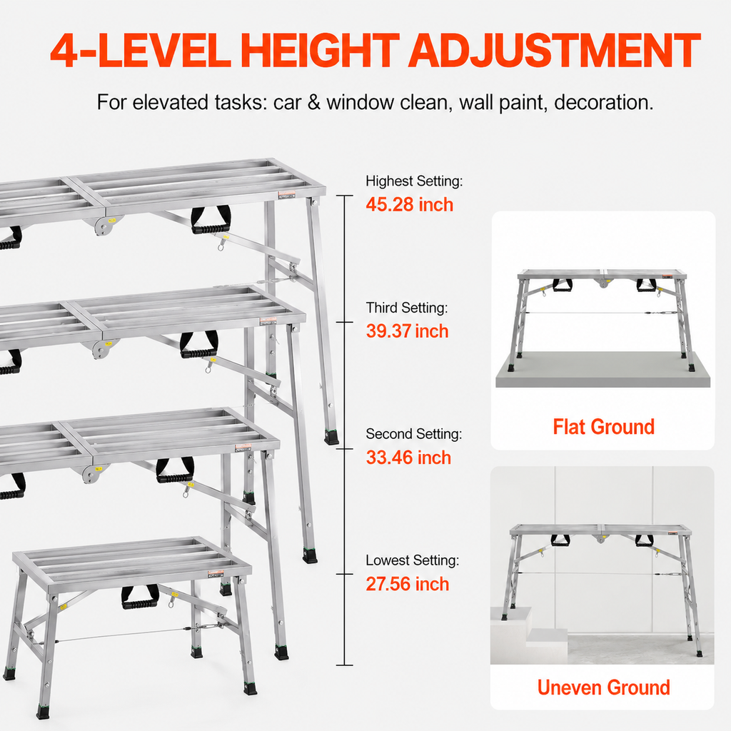 Work Platform Adjustable Height Portable Scaffolding Platform 360 kg Load