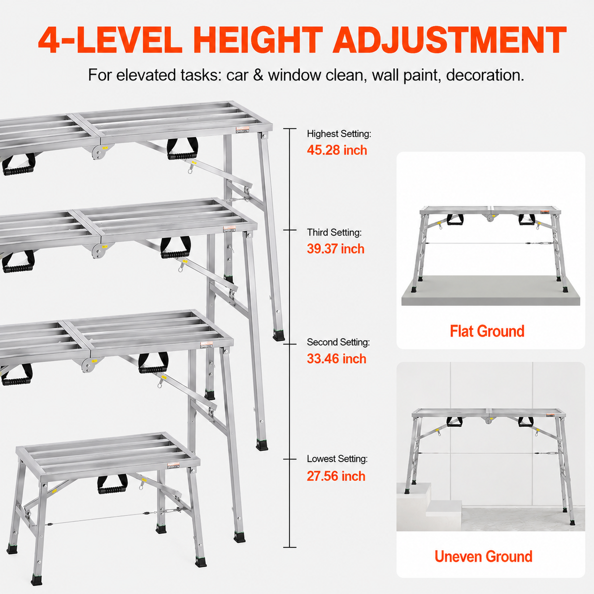 Work Platform Adjustable Height Portable Scaffolding Platform 360 kg Load
