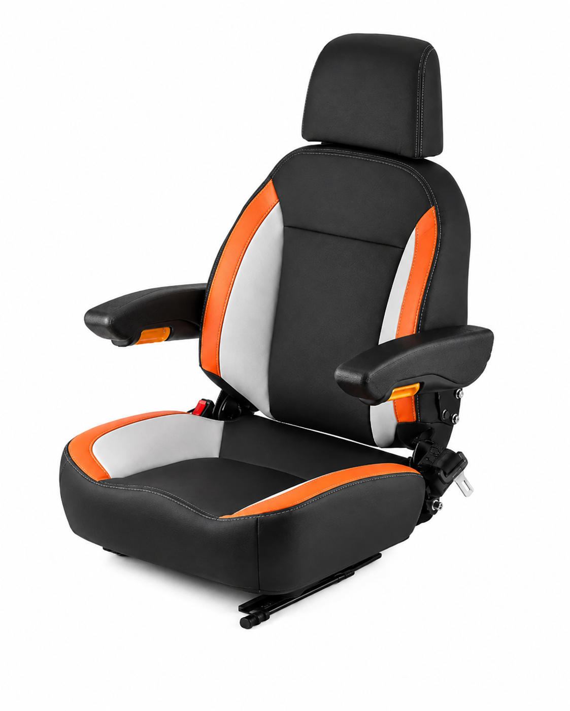 Forklift Seat Mower Tractor Seat Adjustable Back Seatbelt & Headrest