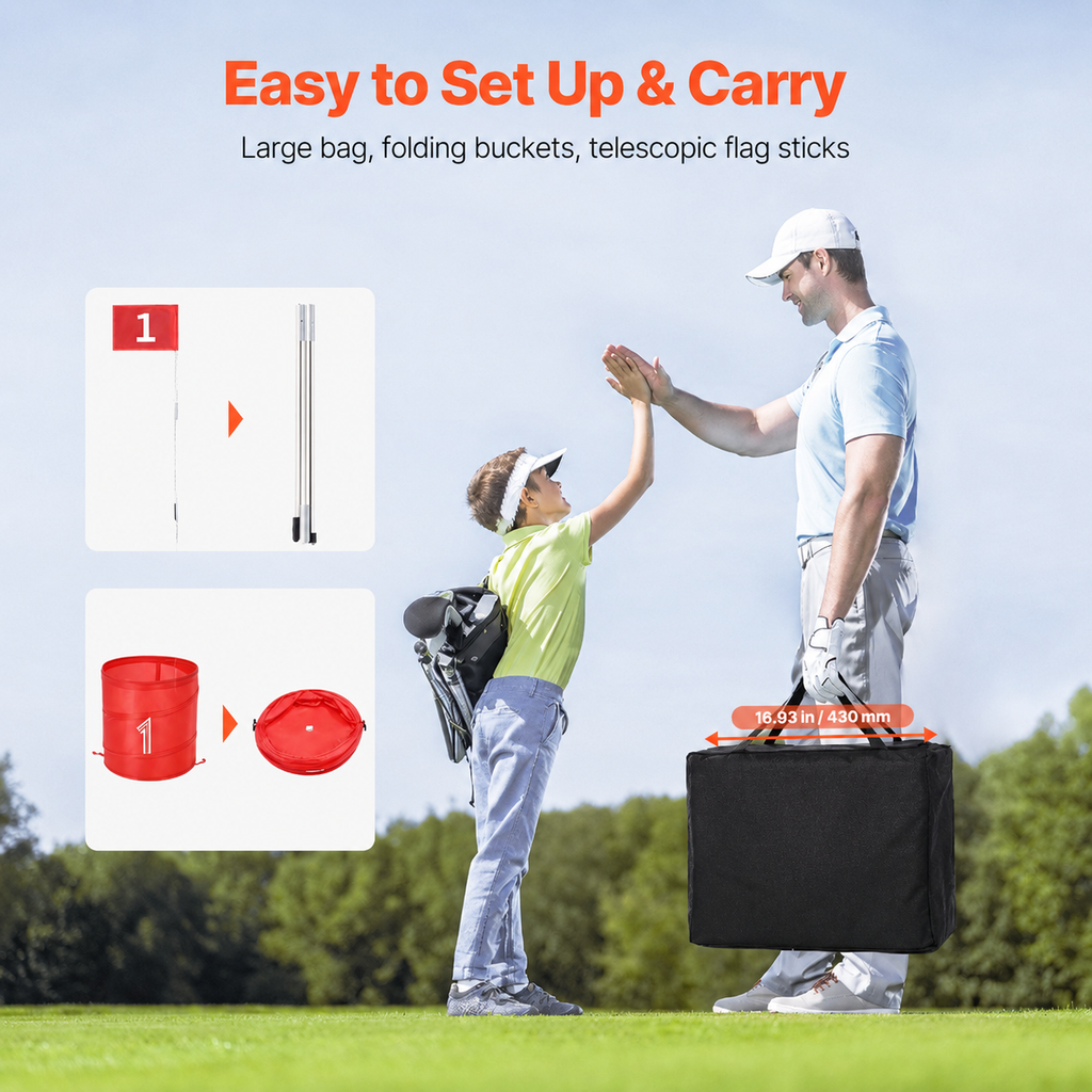 Backyard Golf Game 9 Hole Portable Bucket Golf Game for Kids and Adults