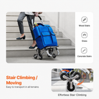 Stair Climbing Cart Foldable Shopping Cart 36L with 6 Wheels Storage Bag