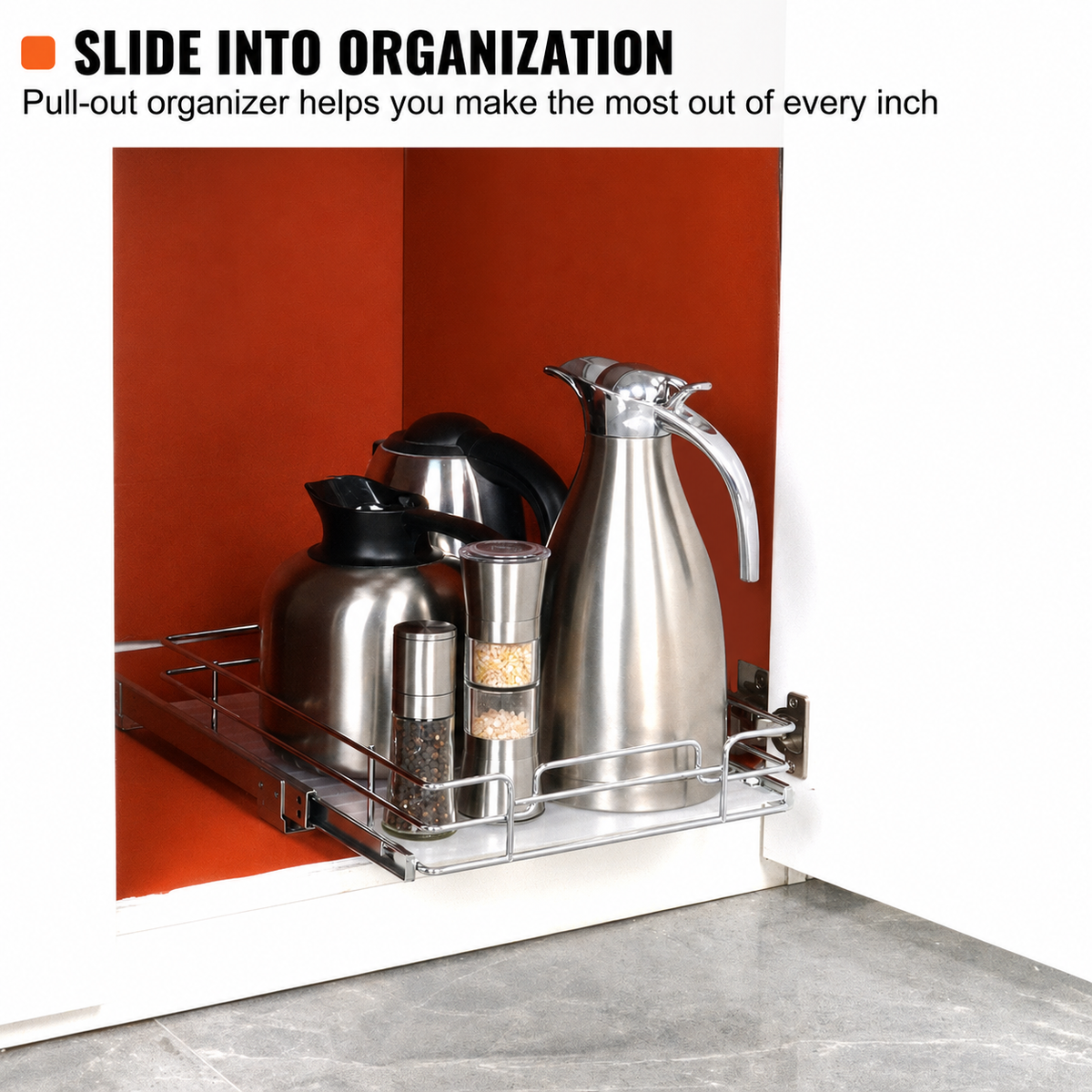 Pull Out Cabinet Under Sink Organizer 11 x 21 Inch Wire Drawer Basket