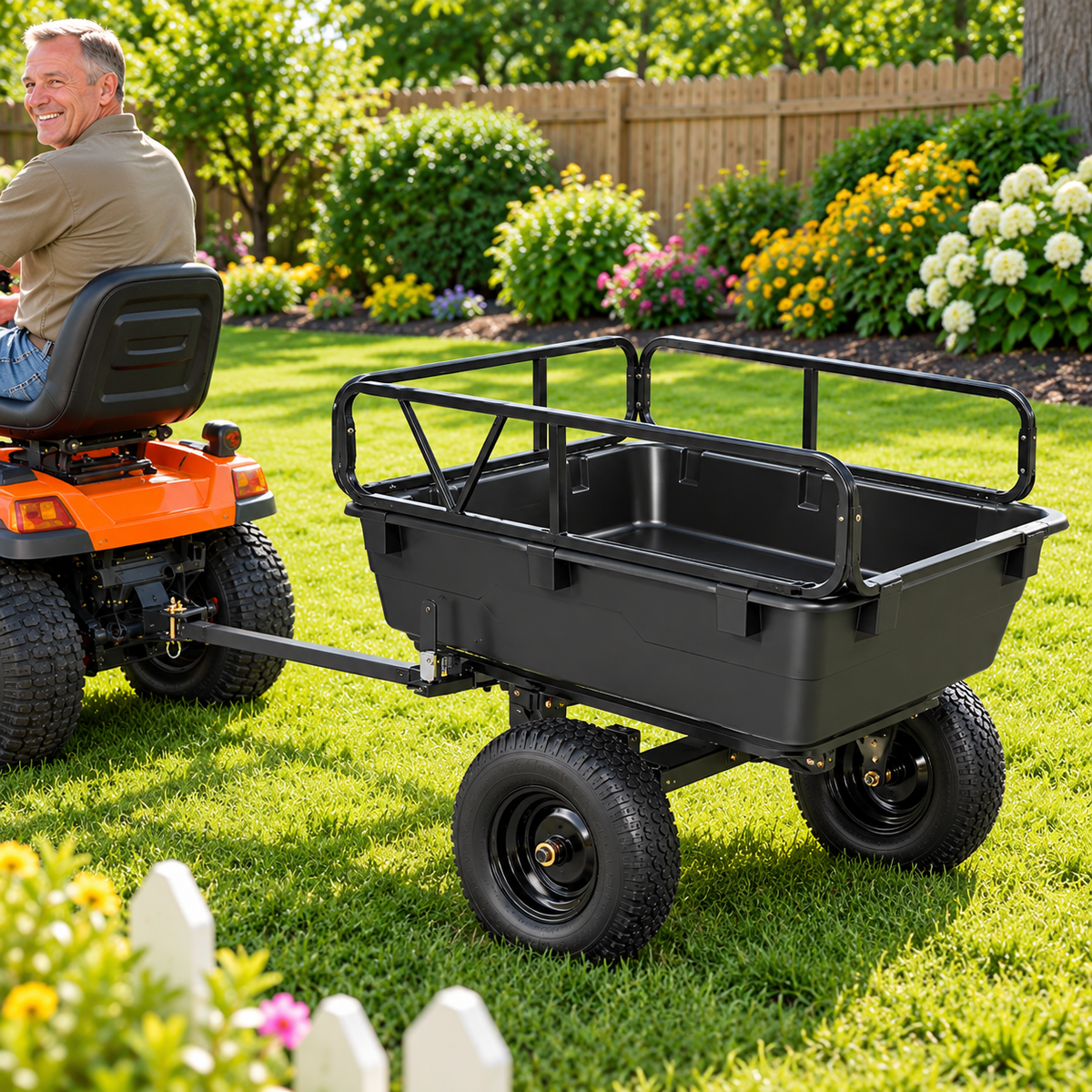 Dump Trailer 227 kg 10 Cu. Ft Tow Behind Plastic Garden ATV Trailer Cart