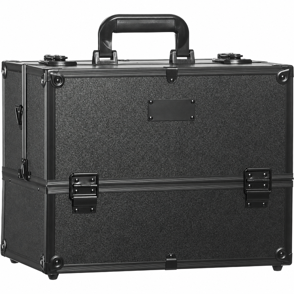 Makeup Train Case 370MM Large Portable Cosmetic Case, 6 Tier Trays Professional