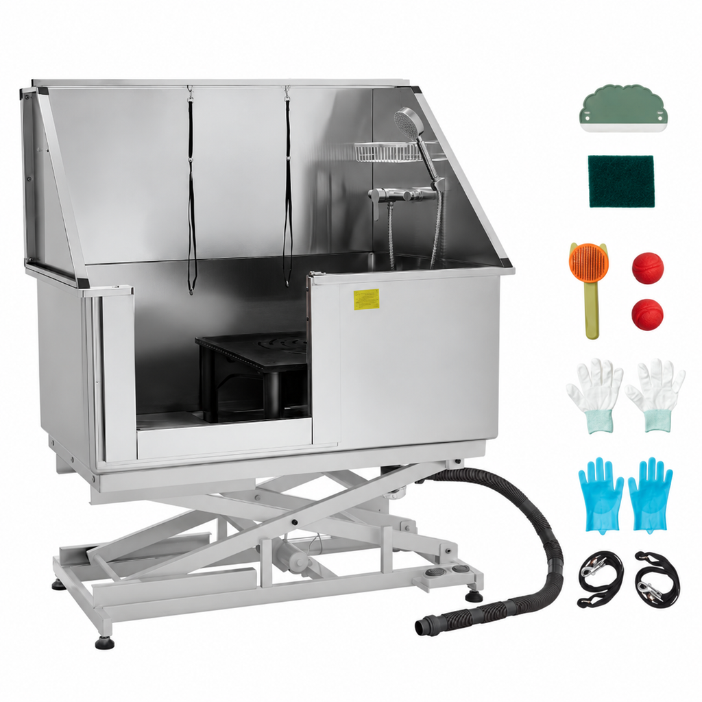 127 cm Electric Dog Grooming Bath Tub Stainless Steel w Water Filter Left