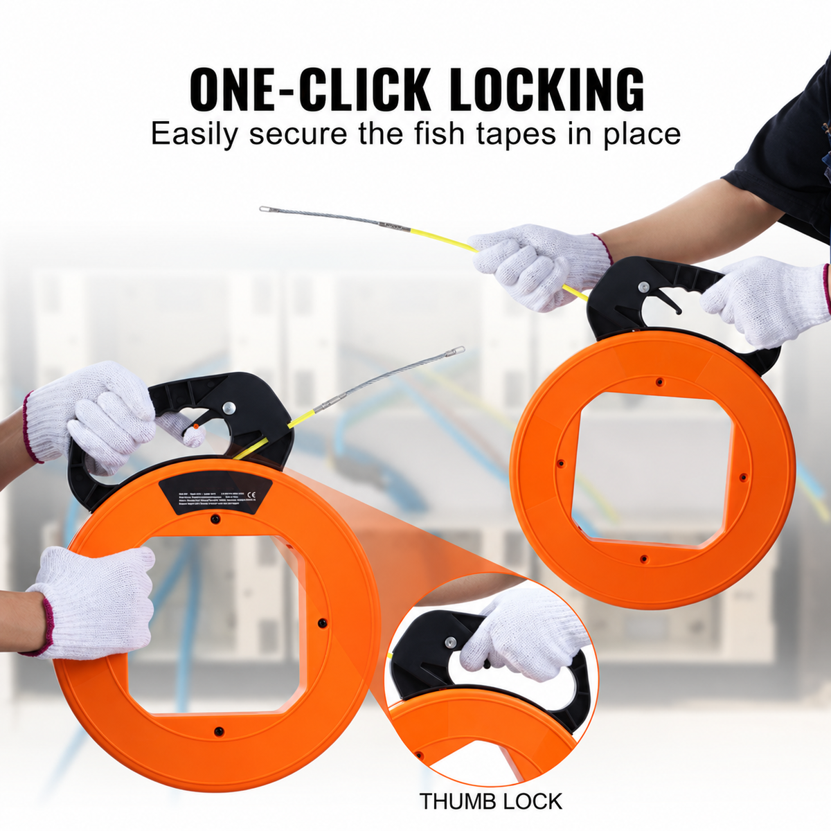 Fish Tape Wire Cable Line Puller 30.5m 1.58mm Fiberglass High Plastic Case