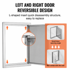 BBQ Access Door, 407x559 mm Single Outdoor Kitchen Door, Stainless Steel Flush
