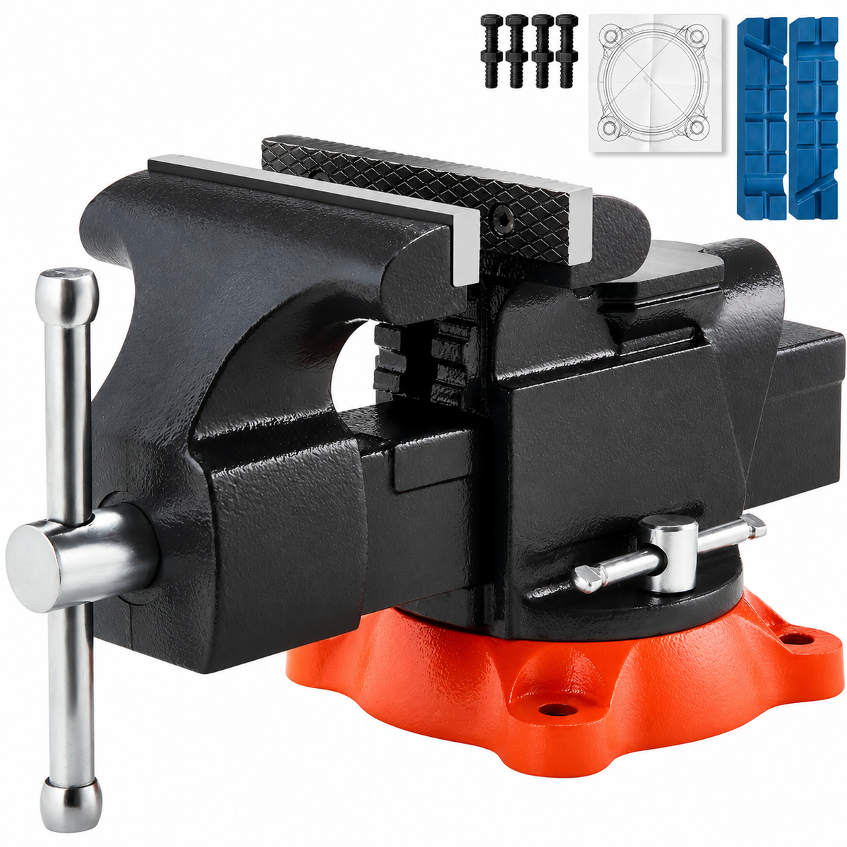 127 mm Bench Vise Multipurpose Heavy Duty Ductile Iron Swivel Locking Base
