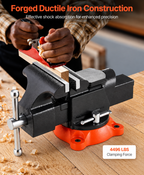 127 mm Bench Vise Multipurpose Heavy Duty Ductile Iron Swivel Locking Base