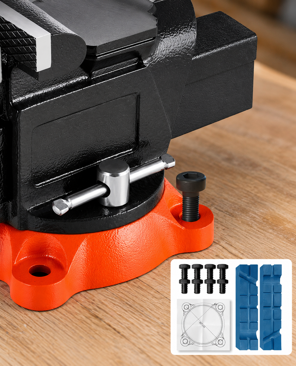 127 mm Bench Vise Multipurpose Heavy Duty Ductile Iron Swivel Locking Base