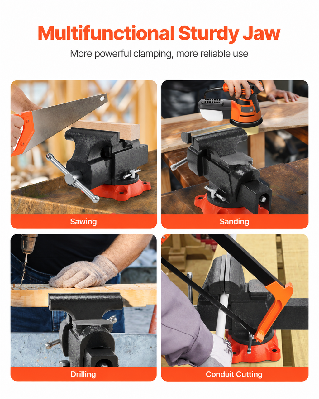 127 mm Bench Vise Multipurpose Heavy Duty Ductile Iron Swivel Locking Base