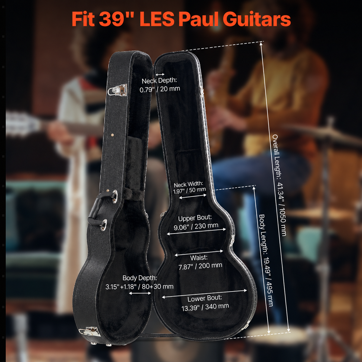 Electric Guitar Hard Case 1050 mm With Lock And Keys for LES Paul Guitars