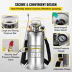 2Gal Stainless Steel Sprayer, Set with 20\" Wand& Handle& 3FT Reinforced Hose,