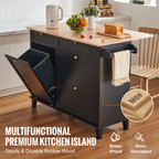 Kitchen Island Cart Storage Cabinet Serving with Drawer & Trash Cabinet