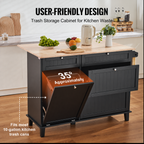 Kitchen Island Cart Storage Cabinet Serving with Drawer & Trash Cabinet