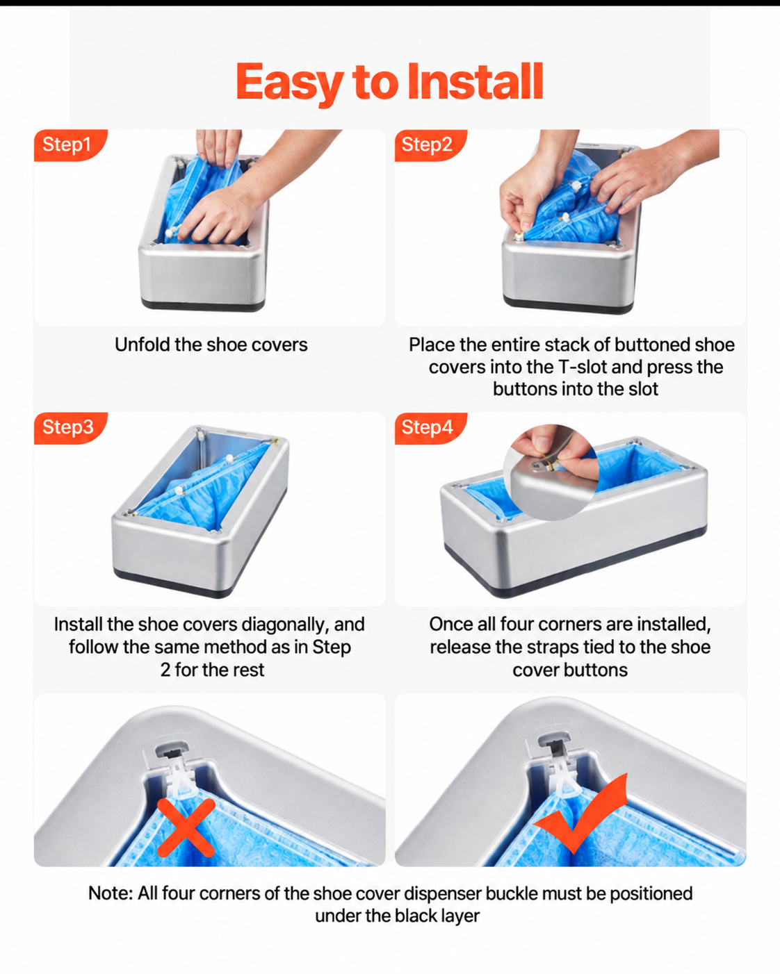 Shoe Cover Dispenser Fits Up to US 11 with 100 Disposable Plastic Covers