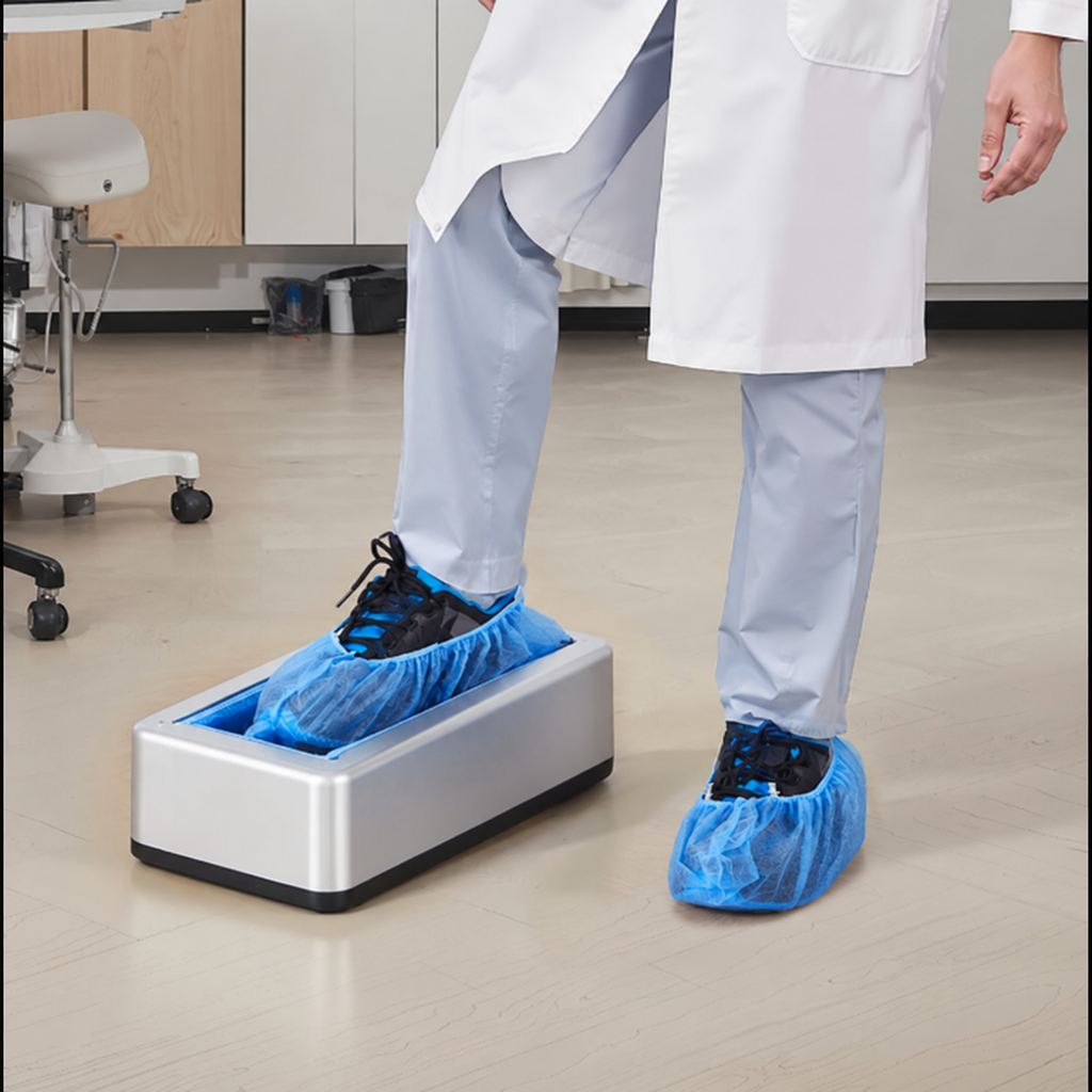 Shoe Cover Dispenser Fits Up to US 11 with 100 Disposable Plastic Covers