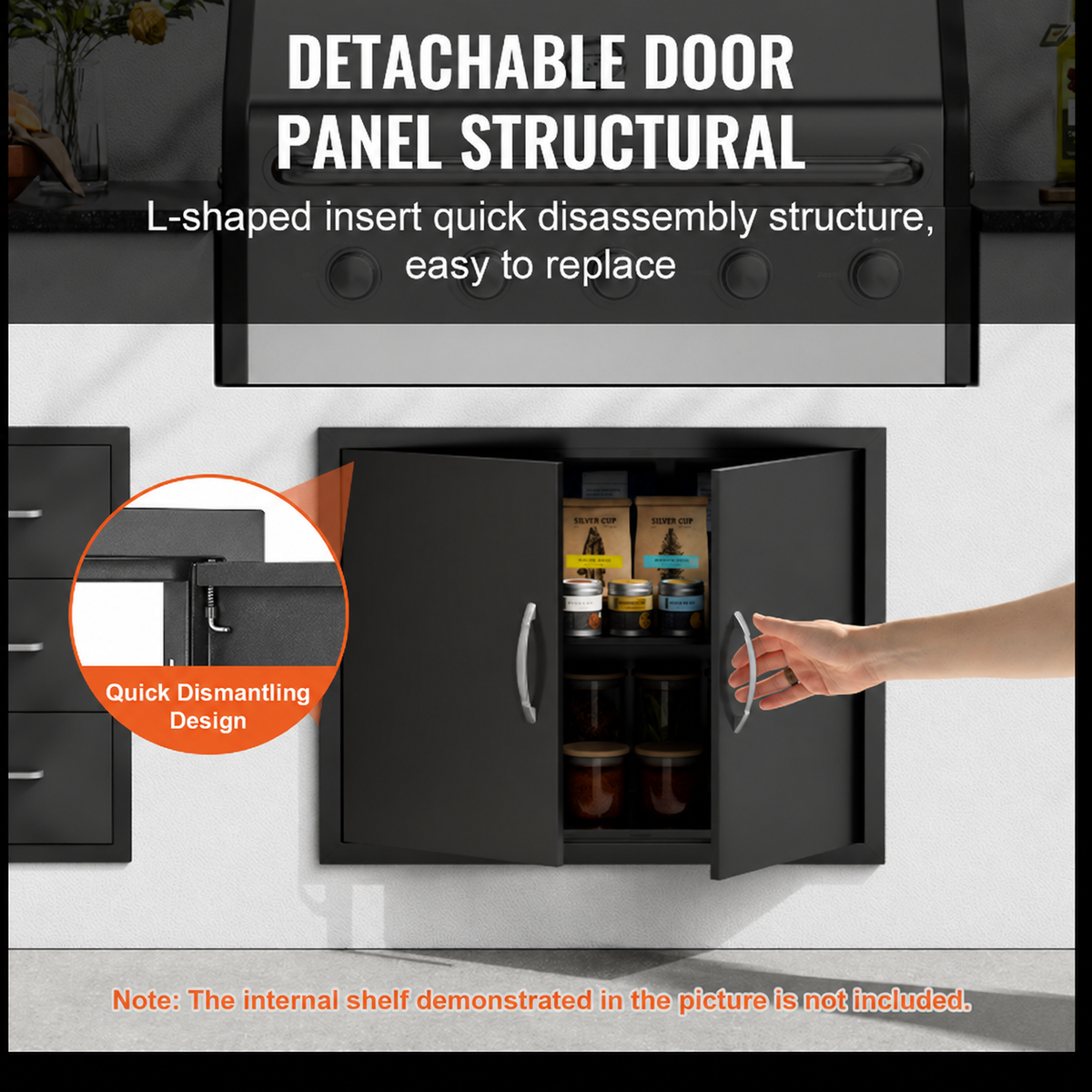 BBQ Access Door, 788x610 mm Double Outdoor Kitchen Door, Cold Plate Flush