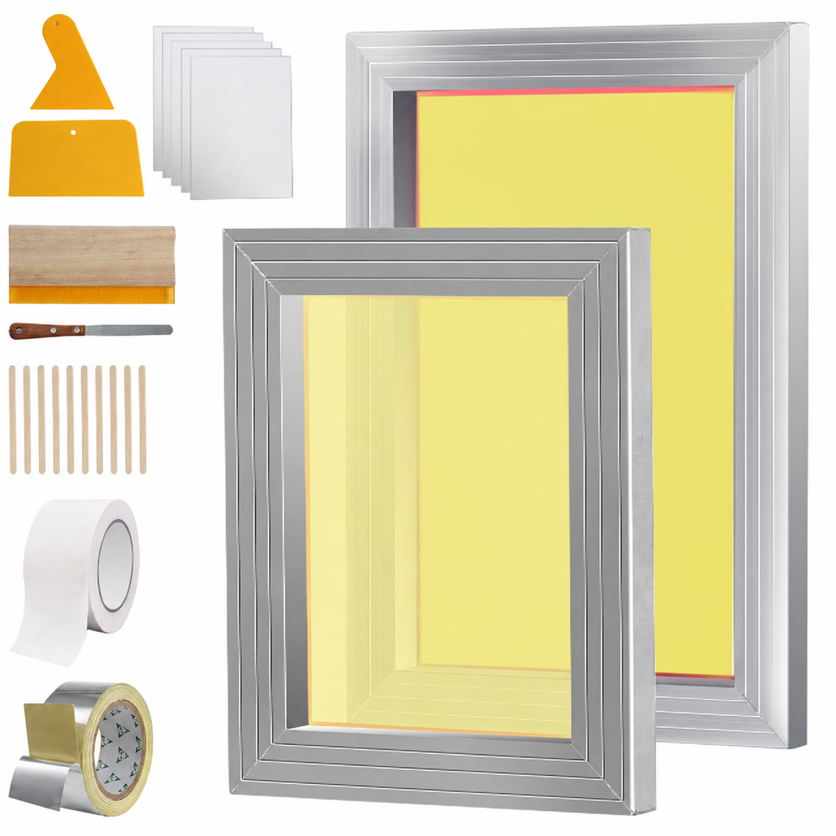 Screen Printing Kit, 2 Pieces Aluminum Silk Screen Printing Frames20.3 x 25.4/25.4