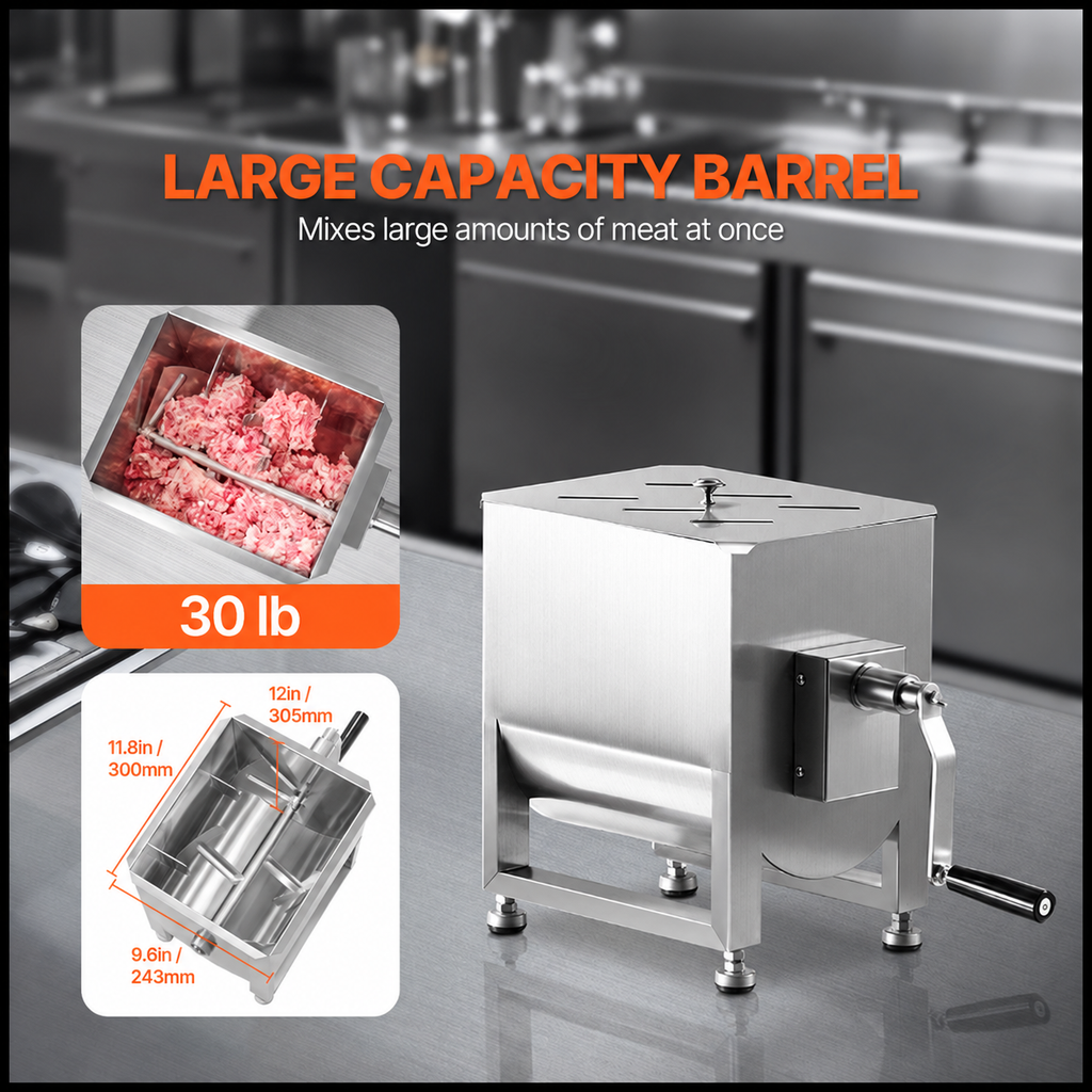 Manual Meat Mixer 30L Fixed Tank Mixing Max 30LB for Meat Sausage Mixer