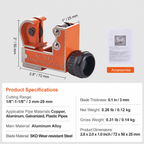 Mini Tubing Cutter, 1/8" - 1-1/8" O.D. Mini Copper Pipe Cutter, Heavy Duty