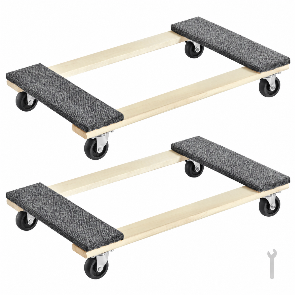 Furniture Dolly, 454kg Each Load Capacity, 2 Packs, 457.2x762mm, 8x76mm PP