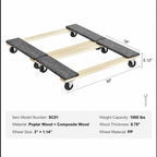 Furniture Dolly, 454kg Each Load Capacity, 2 Packs, 457.2x762mm, 8x76mm PP